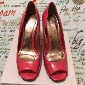 Coral peep toe heels BCBG
